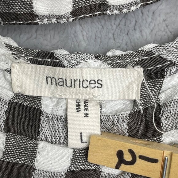 Maurices Gingham Square Neck Ruffle Sleeve Tank‎ Top Womens L Gauzy  Summer - Picture 3 of 8